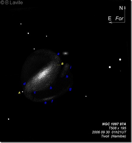 NGC 1097 97A T500 BL labelled 2006 09 Namibie Tivoli