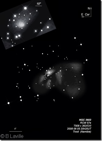 NGC 3603  T508  BL  Tivoli Namibie 2008