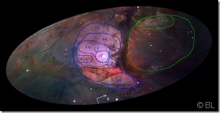 M 43 Hst et isophotes T635