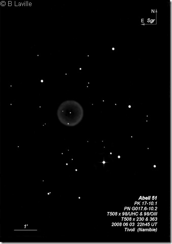 Abell 51  PN G017.6-10.2  T508  BL  Tivoli Namibie