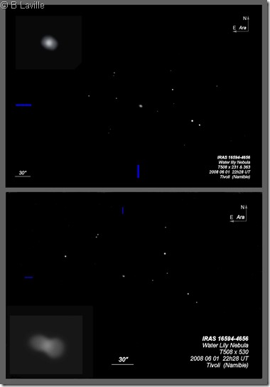 IRAS 16594-4656  T508  BL WaterLily Nebula1vs2 Namibie Tivoli  