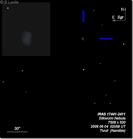 IRAS 17441-2411  Silkworm Nebula  T508  BL Namibie Tivoli crop